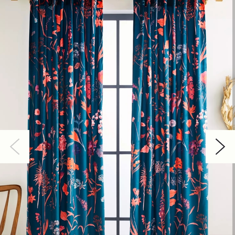 Anthropologie Layne Velvet Curtain Set